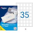 APLI-Agipa Etiquettes - Adhesivo permanente - blanco - 35 x 35 mm 3500 etiqueta(s) (100 hoja(s) x 35) caja - etiquetas