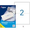 APLI-Agipa Etiquettes - Adhesivo permanente - blanco - 199.6 x 143.5 mm 200 etiqueta(s) (100 hoja(s) x 2) caja - etiquetas