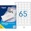 APLI-Agipa Etiquettes - Adhesivo permanente - blanco - 38.1 x 21.2 mm 6500 etiqueta(s) (100 hoja(s) x 65) caja - etiquetas