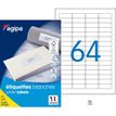 APLI-Agipa Etiquettes - Adhesivo permanente - blanco - 45.7 x 16.9 mm 6400 etiqueta(s) (100 hoja(s) x 64) caja - etiquetas