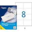 Apli Agipa - 800 Étiquettes adhésives blanches multi-usages - 105 x 72 mm - Coins droits - réf 119018