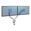 Fellowes Platinum Series - Kit de montaje - brazos duales ajustables - para 2 monitores - aluminio - plata - tamaño de pantalla: hasta 27" - montable en escritorio