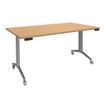 3253310160323-Table de réunion abattantes - L160 x P80 cm - pied alu - plateau imitation hêtre--0