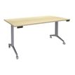 3253310171565-Table de réunion abattantes - L160 x P80 cm - pied alu - plateau imitation érable--0