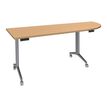 3253310160408-Table de réunion abattantes angle à droite - L200 x P80 cm - pied alu - plateau imitation hêtre--0
