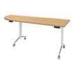 3253310160477-Table de réunion abattantes angle à gauche - L200 x P80 cm - pied blanc - plateau imitation hêtre--0