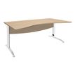 Burocean Idra - Escritorio - rectangular con lado redondo - roble claro - blanco base