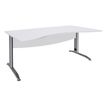 3253310150515-Bureau double vague symétrique IDRA - L180 cm - Pieds aluminium - plateau Blanc perle--0