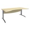Burocean Idra - Escritorio - rectangular con lado redondo - arce - aluminio base