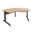 3253310150867-Bureau symétrique 120° IDRA - L185 cm - Pieds anthracite - plateau imitation Chêne clair--0