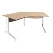 3253310150942-Bureau symétrique 120° IDRA - L185 cm - Pieds blanc - plateau imitation Chêne clair--0