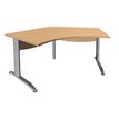 3253310149823-Bureau symétrique 120° IDRA - L185 cm - Pieds aluminium - plateau imitation Hêtre--0