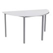 Burocean - Mesa - media luna - blanco perla - gris aluminio base