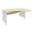 3253310175327-Bureau compact à droite DUAL - L160 cm - Pieds blanc - plateau imitation Erable (Pieds de renfort ou caisson bout de bureau obligatoire à rajou--0