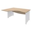 3253310175341-Bureau compact à gauche DUAL - L160 cm - Pieds blanc - plateau imitation Chêne clair (Pieds de renfort ou caisson bout de bureau obligatoire à rajou--0