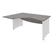 Burocean Dual - Escritorio - forma de L (izquierdo) - roble gris - blanco base