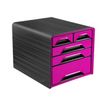 Gloss by CEP - Armario de cajones - 5 cajones - para 240 x 320 mm - negro, rosa