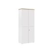 2012349335949-Armoire hautes YES ! - L80 x H187 x P42 - 2 portes - Façade blanche - Dessus merisier-Angle gauche-0