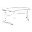 3253310149823-Bureau symétrique 120° IDRA - L185 cm - Pieds aluminium - plateau imitation Hêtre--4
