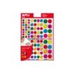 APLI kids - Adhesivo de decoración - círculo - 6 hojas - verde metálico, rojo metálico, azul metálico, rosa metálico, naranja metálico, amarillo metálico, púrpura metalizado - permanente (paquete de 624)