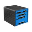 3462159011110-CEP Smoove - Module de classement 5 tiroirs - noir/bleu-Angle gauche-0