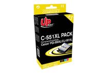UPrint C-551XL PACK - Paquete de 5 - XL - negro, amarillo, cián, magenta - compatible - refabricado - cartucho de tinta - para Canon PIXMA iP8750, iX6850, MG5550, MG5650, MG5655, MG6450, MG6650, MG7150, MG7550, MX725