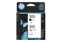 HP 305 - Paquete de 2 - negro, color (cian, magenta, amarillo) - original - cartucho de tinta - para Deskjet 23XX, 27XX, 28XX, 41XX, 42XX; DeskJet Plus 41XX; ENVY 60XX, 64XX; ENVY Pro 64XX