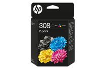 HP 308 - Paquete de 2 - negro, amarillo, cián, magenta - original - caja - cartucho de tinta - para P/N: 714L9B#686