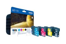 Brother LC1100 - Paquete de 4 - negro, amarillo, cián, magenta - original - blíster - cartucho de tinta - para Brother DCP-185, 385, 395, J715, MFC-490, 5490, 5890, 5895, 6890, 790, 795, 990, J615