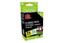 UPrint H-305XL Pack - Paquete de 2 - negro, color (cian, magenta, amarillo) - compatible - refabricado - cartucho de tinta (alternativa para: HP 305XL, HP 3YM62AE, HP 3YM63AE) - para HP Deskjet 23XX, 27XX, 28XX, 41XX, 42XX; DeskJet Plus 41XX; ENVY 60XX, 