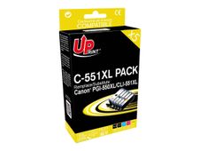 UPrint C-551XL PACK - Paquete de 5 - XL - negro, amarillo, cián, magenta - compatible - refabricado - cartucho de tinta - para Canon PIXMA iP8750, iX6850, MG5550, MG5650, MG5655, MG6450, MG6650, MG7150, MG7550, MX725