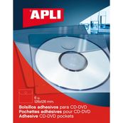 Bolsillo autoadhesivo para cd-rom. 6 unidades