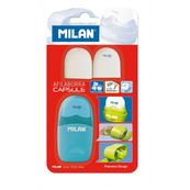 Milan blister con afilaborra capsule + 2 gomas de recambio