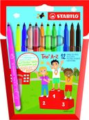 STABILO Trio A-Z - Rotulador de punta de fibra - no permanente - colores surtidos - 0.7 mm - fino (paquete de 12)