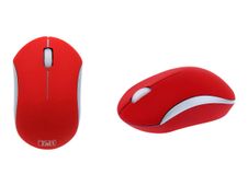 T'nB RUBBY - Ratón - ergonómico - óptico - 3 botones - inalámbrico - 2.4 GHz - receptor inalámbrico USB - plata, rojo