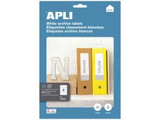 APLI - Adhesivo permanente - blanco - 190 x 61 mm 40 etiqueta(s) (10 hoja(s) x 4) fichero con eurotaladro - etiquetas