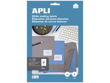 APLI - Adhesivo permanente - blanco - 105 x 74 mm 80 etiqueta(s) (10 hoja(s) x 8) fichero con eurotaladro - etiquetas