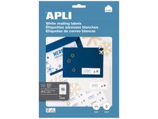 APLI Home - Adhesivo permanente - blanco - 105 x 37 mm 160 etiqueta(s) (10 hoja(s) x 16) fichero con eurotaladro - etiquetas