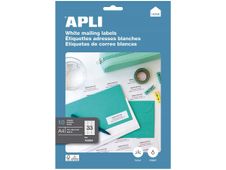 APLI Home - Adhesivo permanente - blanco - 70 x 25.4 mm 330 etiqueta(s) (10 hoja(s) x 33) fichero con eurotaladro - etiquetas