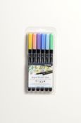 Lyra Aqua Brush Duo - Brush pen and fibre-tip pen combo - colores pastel variados - tinta al agua - 2 mm / 4 mm - fino / amplio (paquete de 6)
