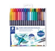 STAEDTLER Marsgraphic Duo - bolígrafo pincel con doble punta - acuarelas variadas (paquete de 36)