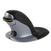 Fellowes Penguin Medium - Ratón vertical - ergonómico - diestro y zurdo - laser - inalámbrico - 2.4 GHz - receptor inalámbrico USB - negro, plata