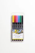 Lyra Aqua Brush Duo Primary Tones - Brush pen and fibre-tip pen combo - negro, azul claro, verde esmeralda, rosa púrpura, amarillo limón, carmín oscuro - tinta al agua - 2 mm / 4 mm - fino / brush (paquete de 6)