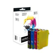 SWITCH - Paquete de 4 - negro, amarillo, cián, magenta - compatible - refabricado - cartucho de tinta - para Epson Stylus SX230, SX430, SX438; WorkForce WF-3010, 3520, 3530, 3540, 7015, 7515, 7525