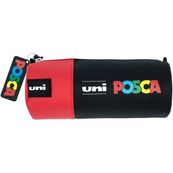 Trousse oval POSCA - 1 compartiment - noir et rouge
