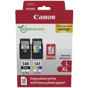 Canon PG-540L/CL-541XL Photo Value Pack - Brillante - paquete de 2 - Alto rendimiento - negro, color (cian, magenta, amarillo) - original - blíster - kit de tanque de tinta / papel - para PIXMA MG3150, MG3550, MG3650, MG4250, MX395, MX455, MX475, MX525, 
