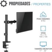 Soporte pinza 1 monitor 17"-32", iggual SPM01 