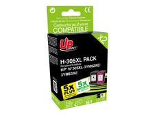 UPrint H-305XL Pack - Paquete de 2 - negro, color (cian, magenta, amarillo) - compatible - refabricado - cartucho de tinta (alternativa para: HP 305XL, HP 3YM62AE, HP 3YM63AE) - para HP Deskjet 23XX, 27XX, 28XX, 41XX, 42XX; DeskJet Plus 41XX; ENVY 60XX, 
