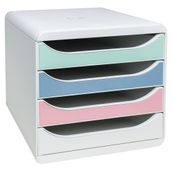 Exacompta AutentiK Big Box - Armario de cajones - 4 cajones - para A4 (210 x 297 mm), A4 Plus, 240 x 320 mm - blanco, gris azulado, rosa caramelo, verde salvia