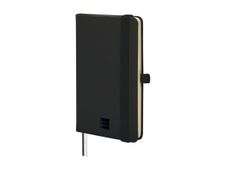 Finocam Nexo - Cuaderno - pequeña - 90 x 150 mm - 72 hojas / 144 páginas - papel blanco roto - liso - tapa negra - poliuretano (PU)